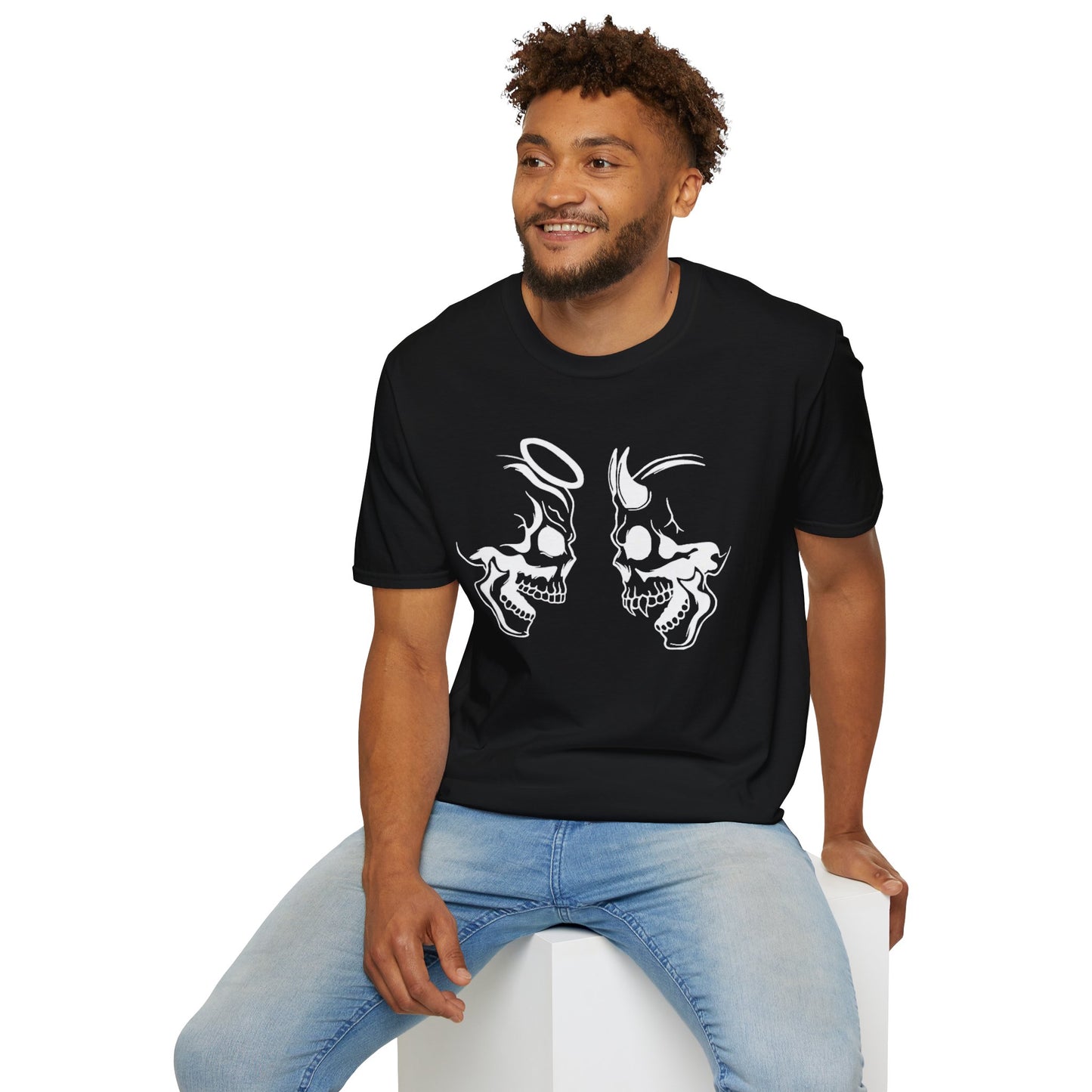 Skull Art Unisex Softstyle T-Shirt | Gothic Vibe Tee, Casual Spine Design, Edgy Fashion, Unisex Gift, Alternative Wear