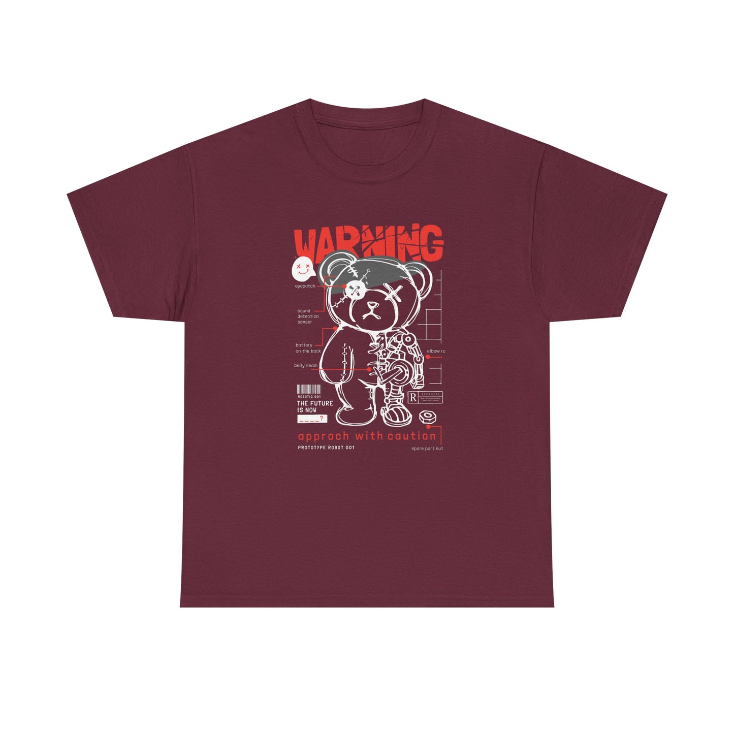 Warning Graphic Unisex Heavy Cotton Tee - Stylish Bear Design