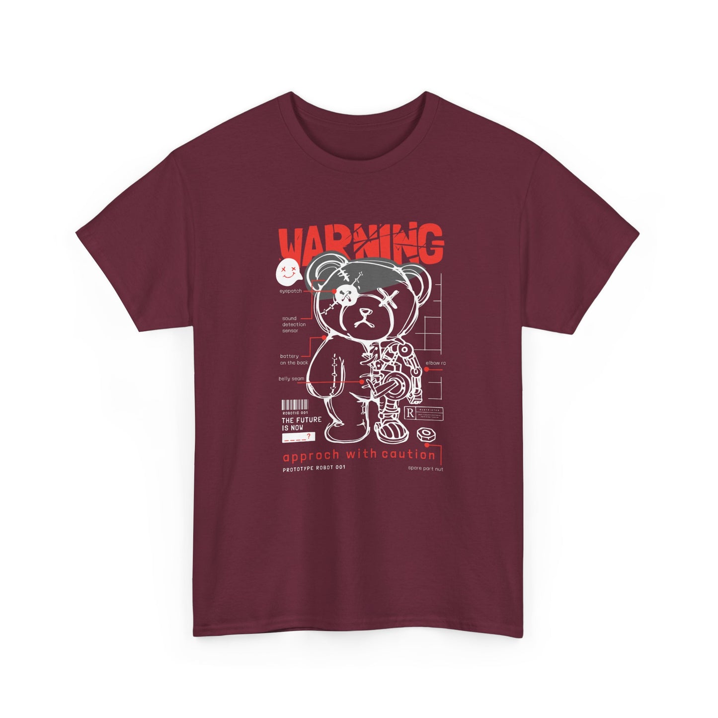 Warning Graphic Unisex Heavy Cotton Tee - Stylish Bear Design