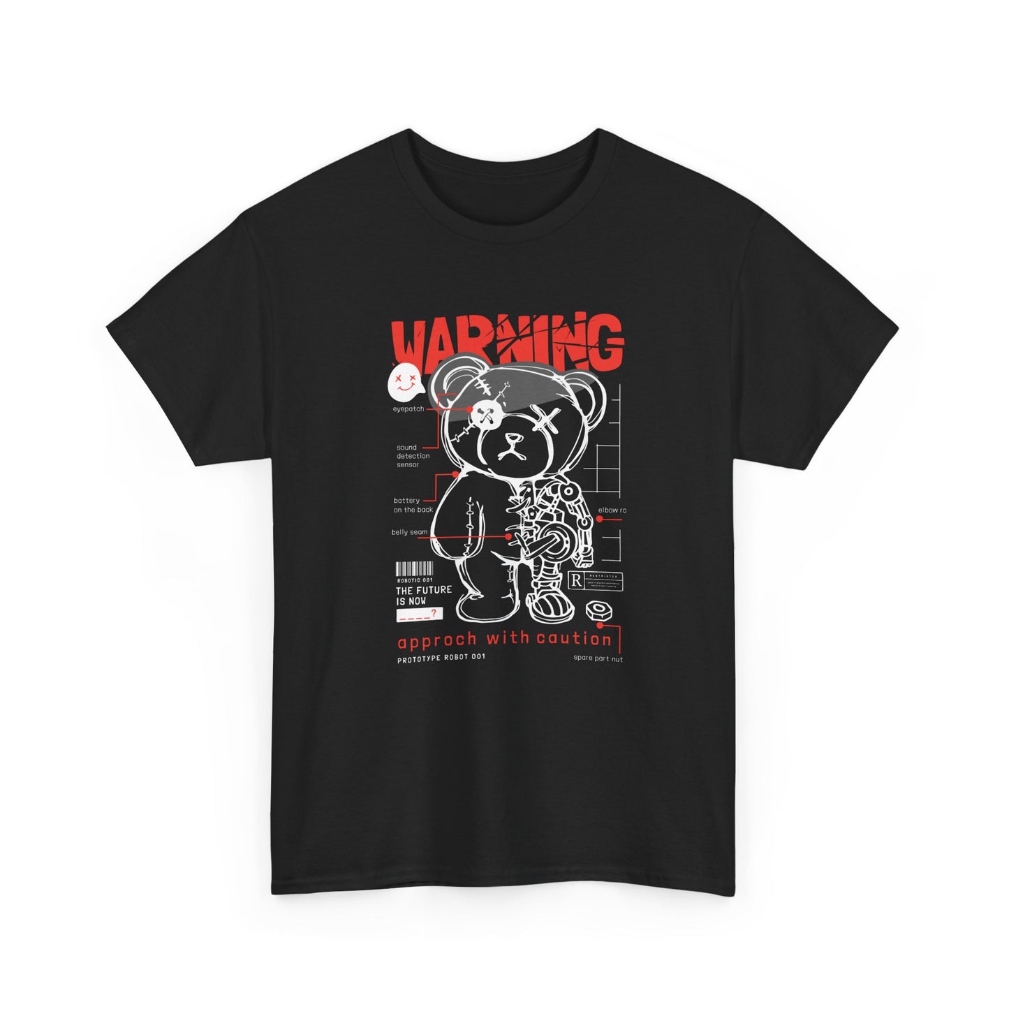 Warning Graphic Unisex Heavy Cotton Tee - Stylish Bear Design
