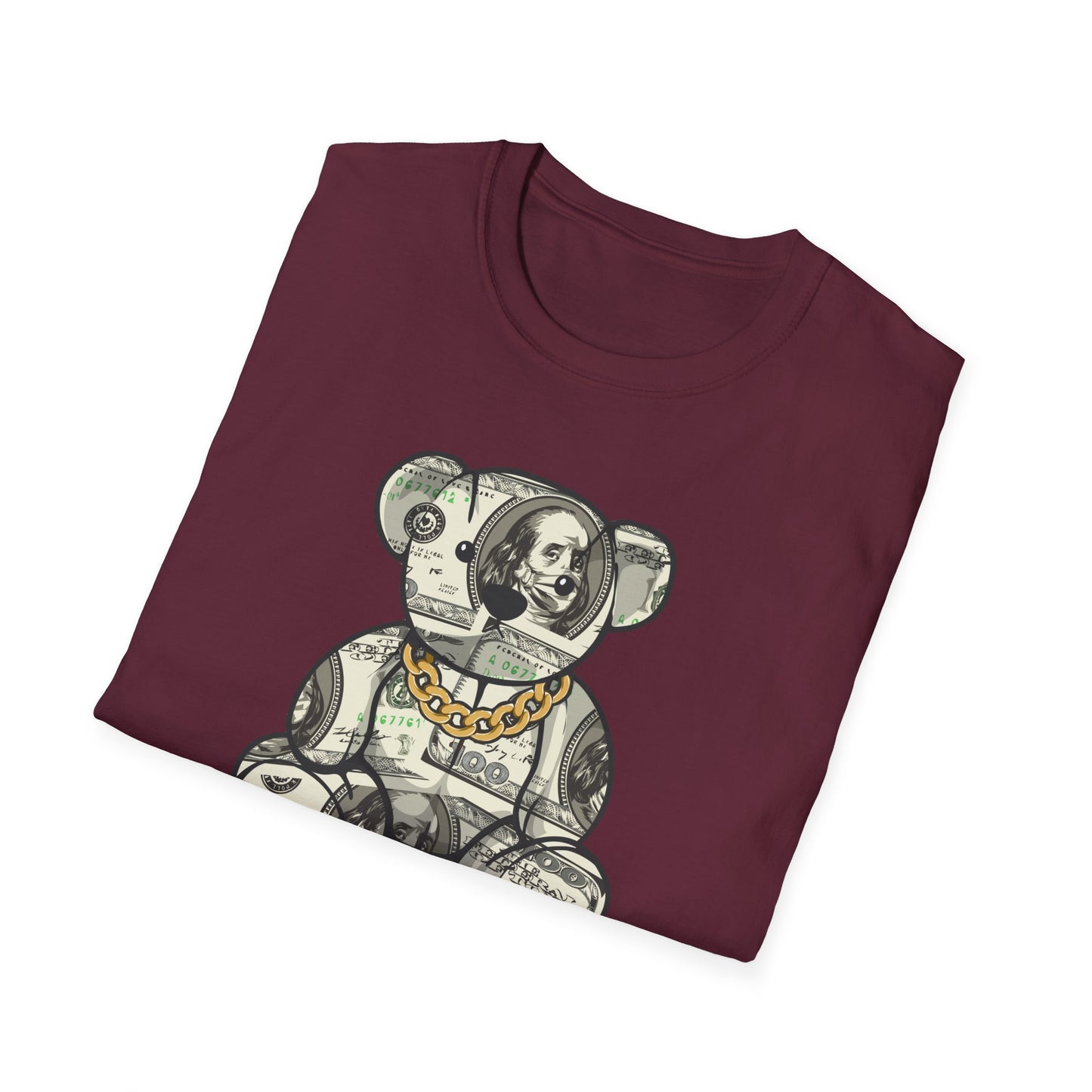 Money Teddy Bear Unisex Softstyle T-Shirt – Trendy Graphic Tee for Casual Wear