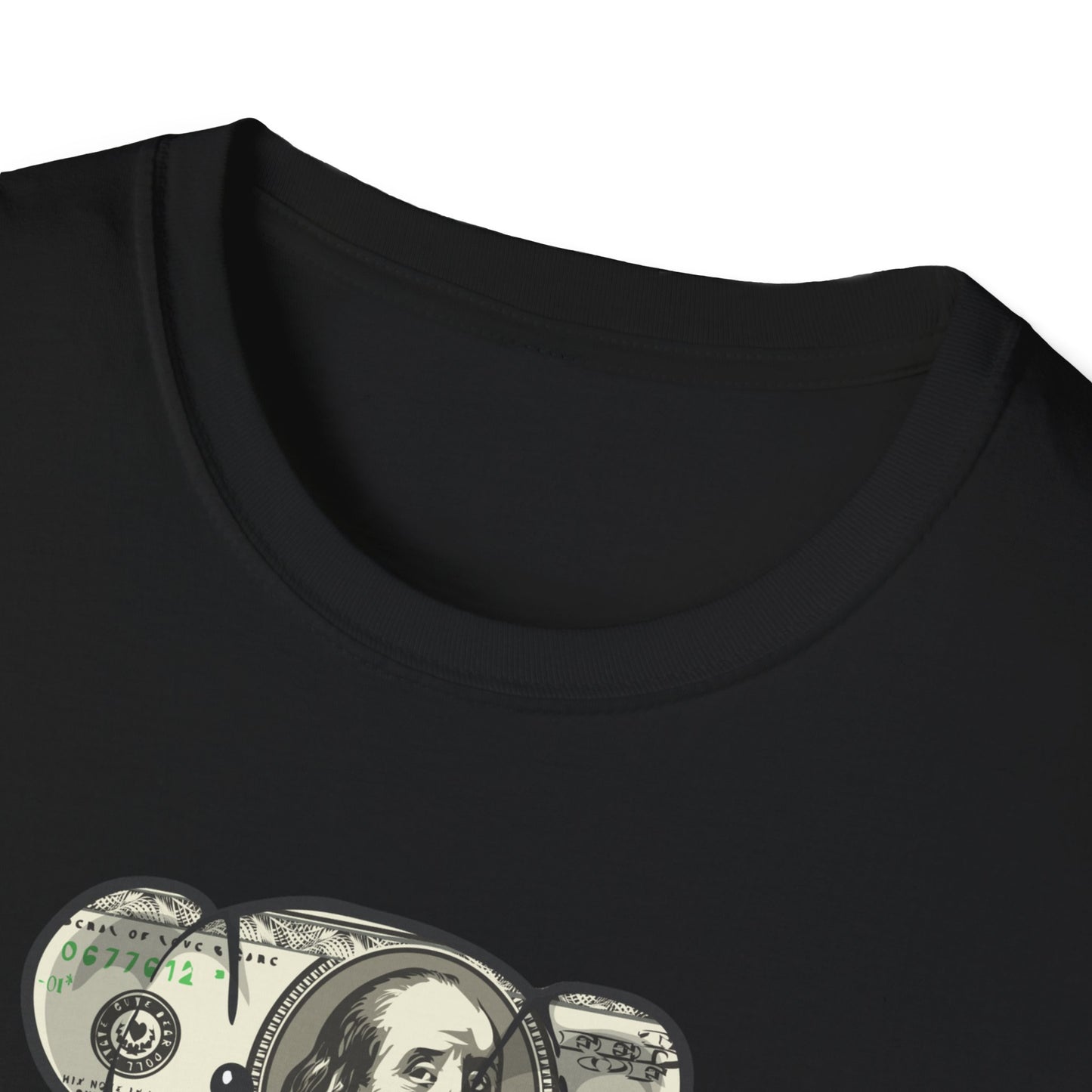 Money Teddy Bear Unisex Softstyle T-Shirt – Trendy Graphic Tee for Casual Wear