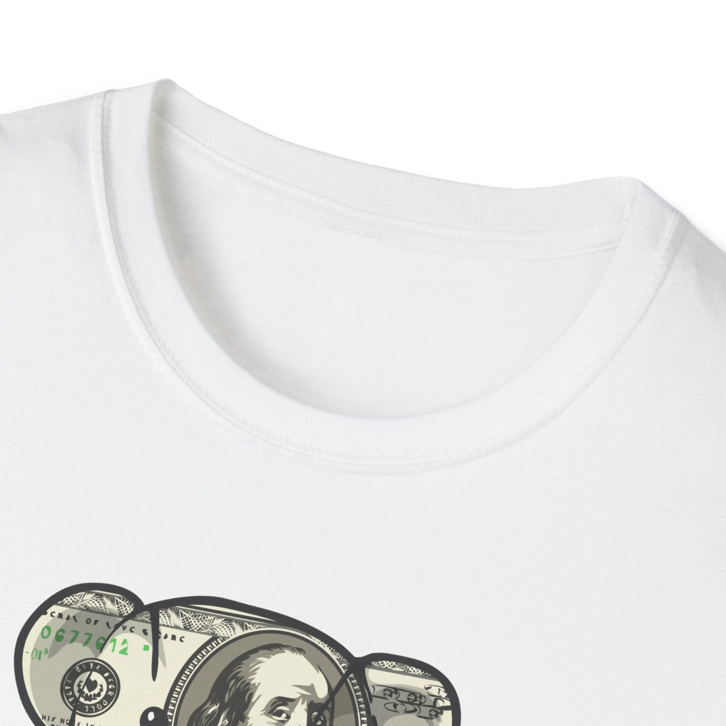 Money Teddy Bear Unisex Softstyle T-Shirt – Trendy Graphic Tee for Casual Wear