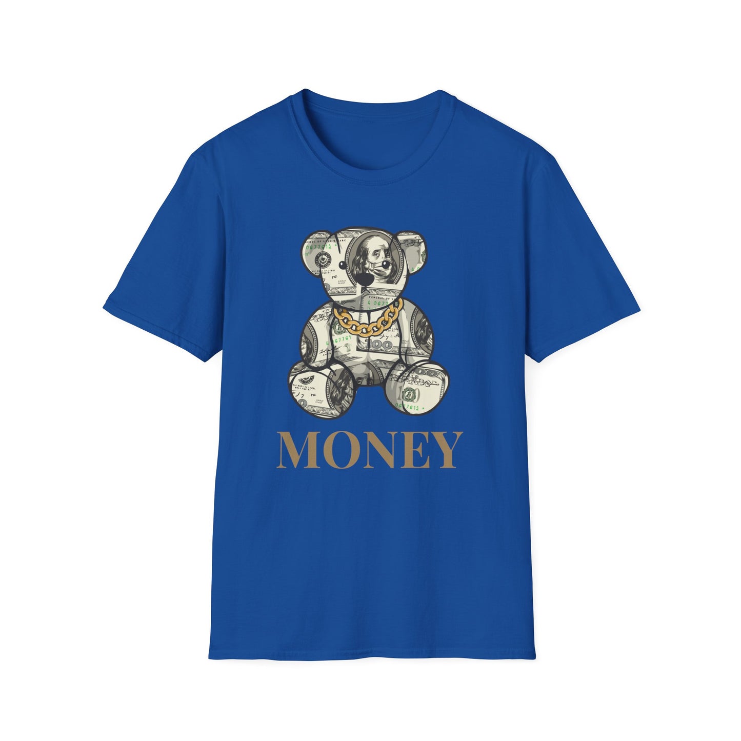 Money Teddy Bear Unisex Softstyle T-Shirt – Trendy Graphic Tee for Casual Wear